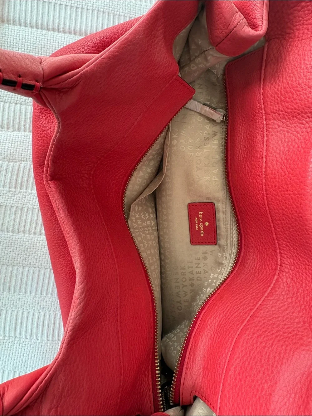 kate spade red pebbled leather hobo shoulder bag